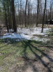 a photo of snow on a hiking trail
